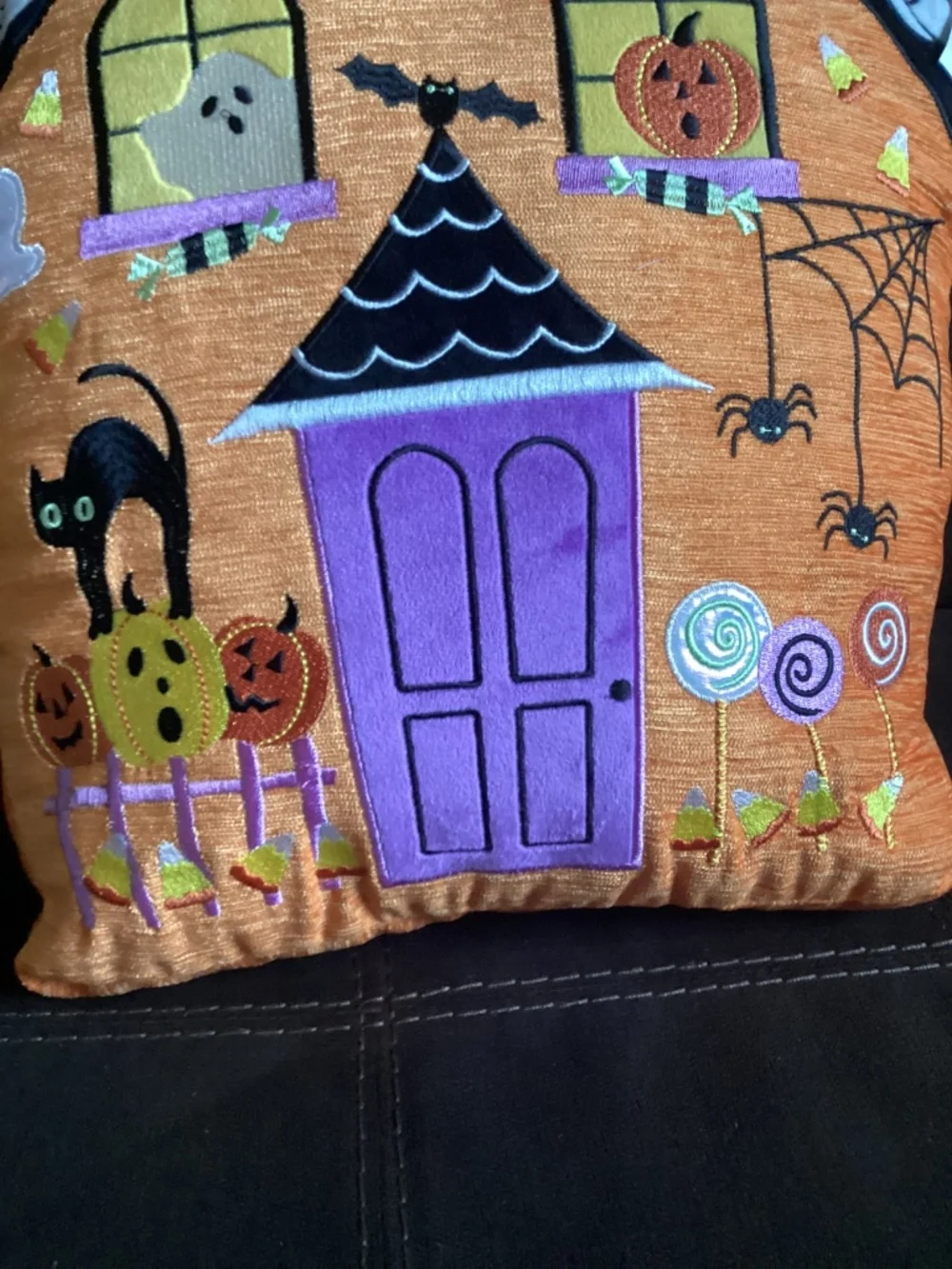 New Isaac Mizrahi Halloween Haunted House Decorative Pillow -17x18”